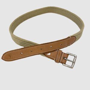 VTG Polo Ralph Lauren Leather-Trimmed Woven Cotton Belt